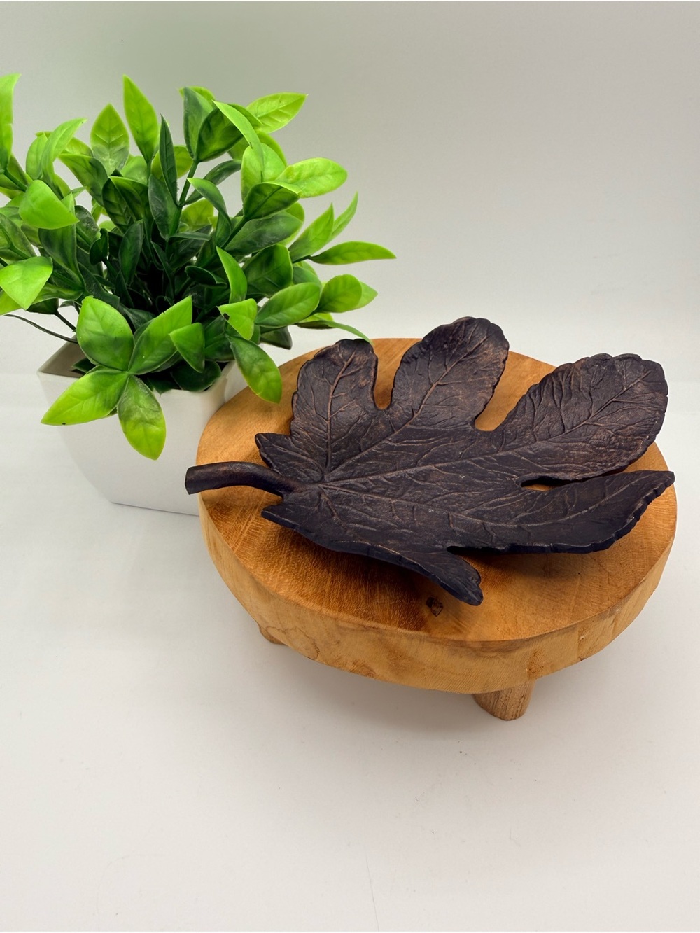 Michael Aram Fig Leaf Trinket Dish Bronze Tone Metal Signed Catchall Tray
